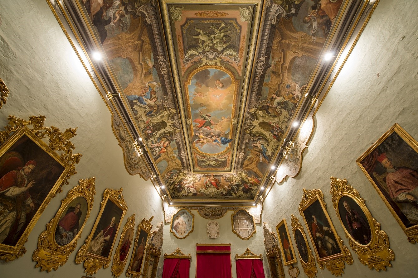 Ornate baroque ceiling fresco in Mdina Cathedral